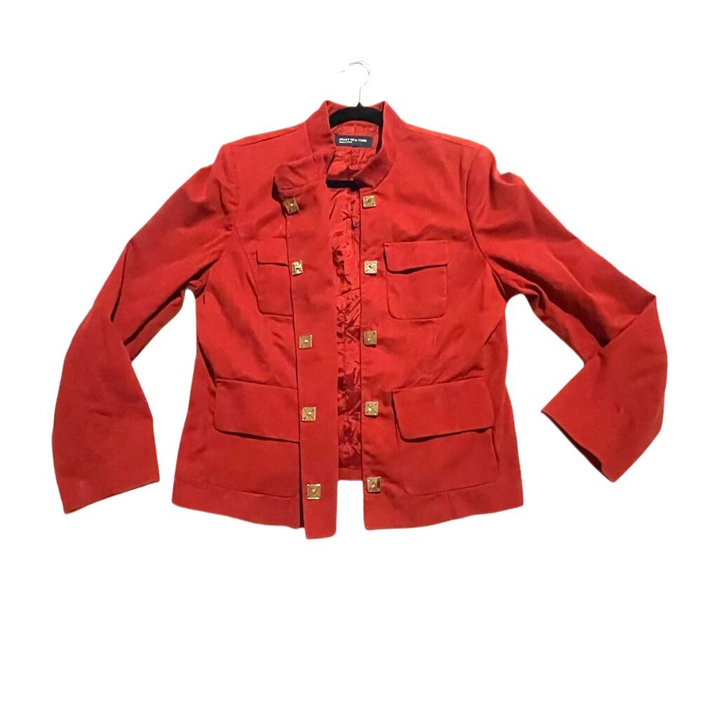 Jones NY Women's 14 Cotton Twill Jacket Red Orange Quiet Luxury Old Money - EUC